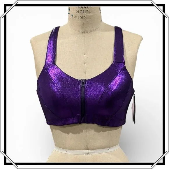 VICTORIA'S SECRET Maximum Support Metallic Purple Sports Bra - 36B / NWT